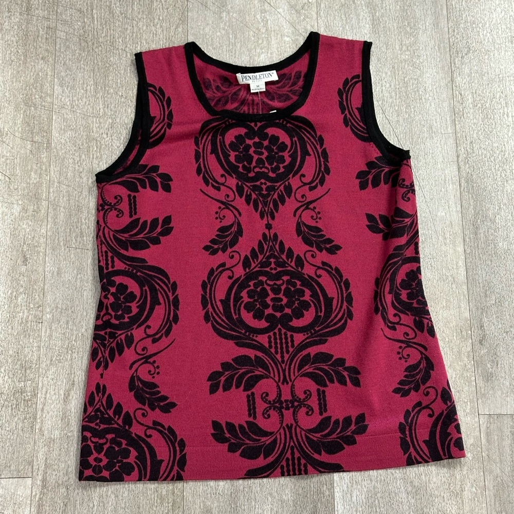 Burgundy, Pendleton Sleeveless Patterned Top - image 1